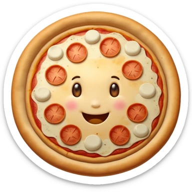 a whole pizza with a cheerful expression sticker