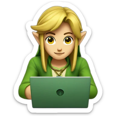 zelda link working with a laptop sticker