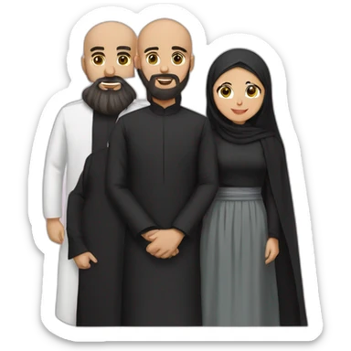 Muslim couple with husband bearded and bald and wife wearing black hijab sticker