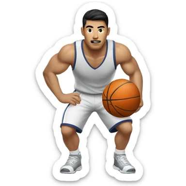 Asian guy playing basketball big muscles sticker