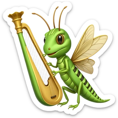 grasshopper playing lyre sticker