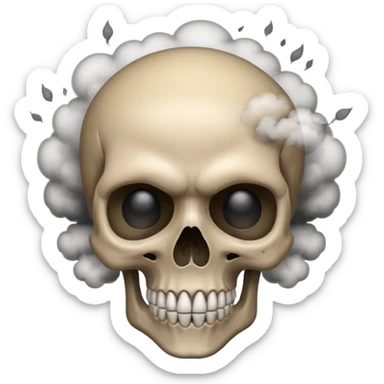 Make a skull emoji whose head is blasted off and smoke is coming from its head from inside sticker