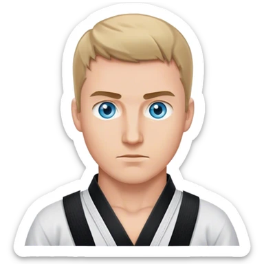 Karate kid black belt Caucasian blue eyes sticker