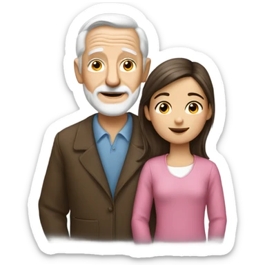 White Grandpa and brunette granddaughter sticker