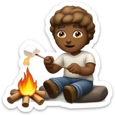 marshmallow roasting in campfire sticker