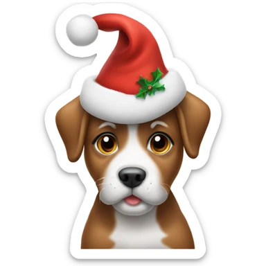 Puppy in Christmas hat sticker