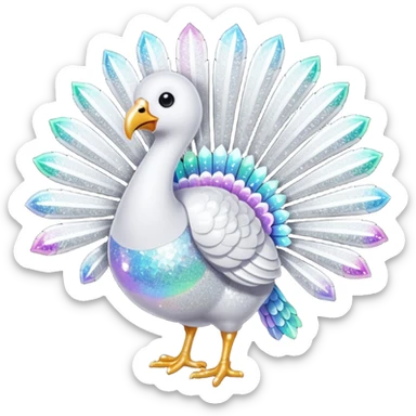 White glitter turkey sticker