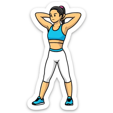 athletic woman exercising in standing position sticker