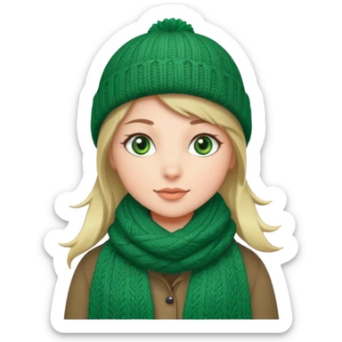 Girl green eyes with winter clothes  sticker