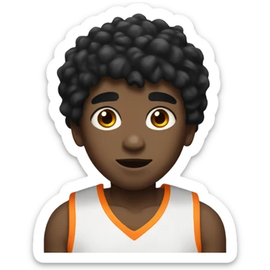portrait of a boy with black hair with basketball sticker