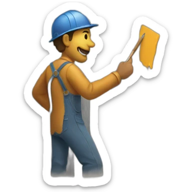 a man paints a fence sticker