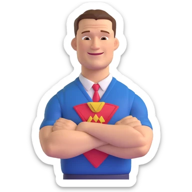 playful emoji style John Cena, smiling, wearing signature attire, arms crossed sticker