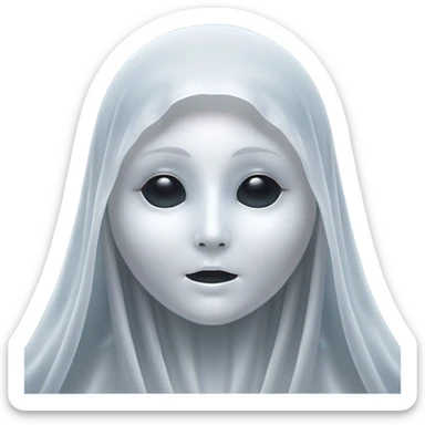 Cinematic Noble Ghost Portrait Emoji, Ethereal and dignified, with a flowing, translucent form in silvery-white hues, wispy and majestic, and a calm, otherworldly expression with deep, thoughtful eyes, simplified yet sophisticated features, highly detailed, glowing with a soft, spectral radiance, high shine, exuding regal mystery and quiet authority, with a soft glowing outline that captures the essence of a ghostly guardian drifting from another realm! sticker