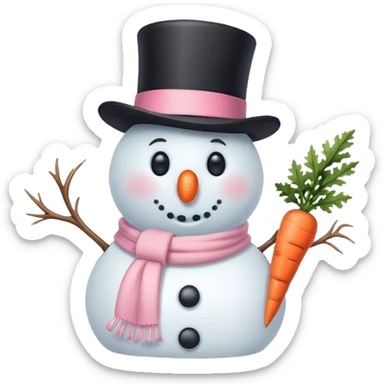 Pastel pink frosty the snowman  sticker