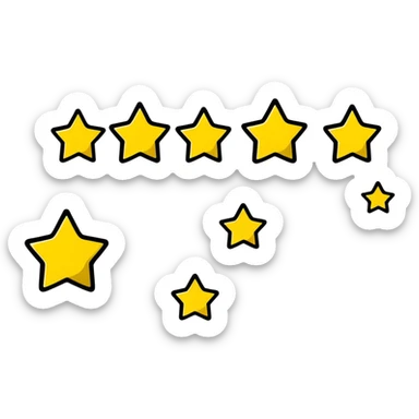 5 stars rating, excellent review sticker