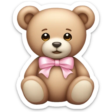 Teddy bear with light pink bow  sticker