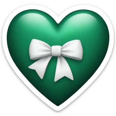 Dark green heart with white bow sticker