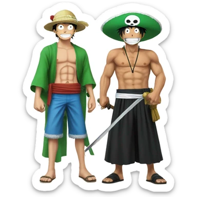 Luffy with zoro sticker