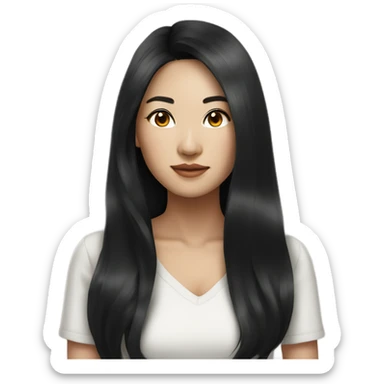 stunning asian woman black long hair  sticker