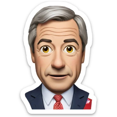 Nigel Farage holding a Union Jack flag  sticker