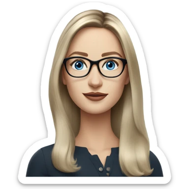 Shoulder length Balayage pale beautiful corporate woman with glasses and blue eyes sticker