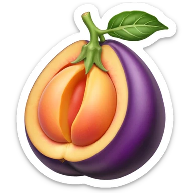 Egg plant sticking inside peach sticker