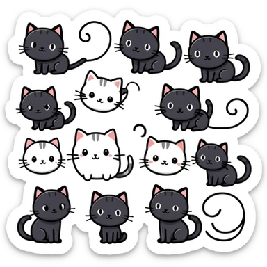 Cute black cat reactions sticker