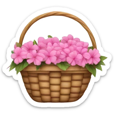 basket filled with pink flowers sticker