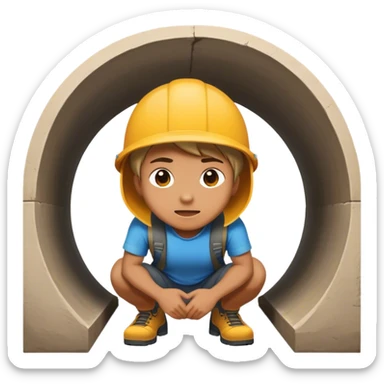 Crouched inside a tunnel sticker
