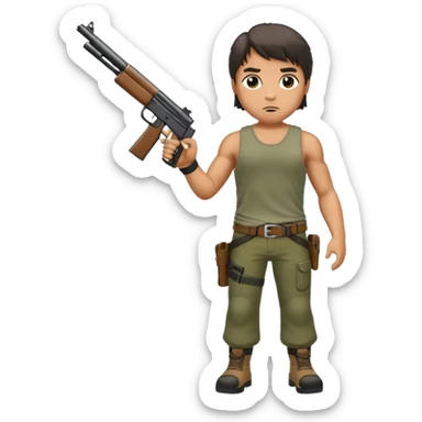 Rambo shooting, full body sticker