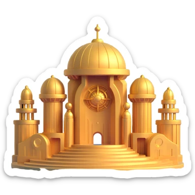 full structure of a golden Anunnaki underwater base with domes, pillars, futuristic design sticker