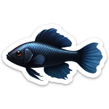 Black beta fish sticker
