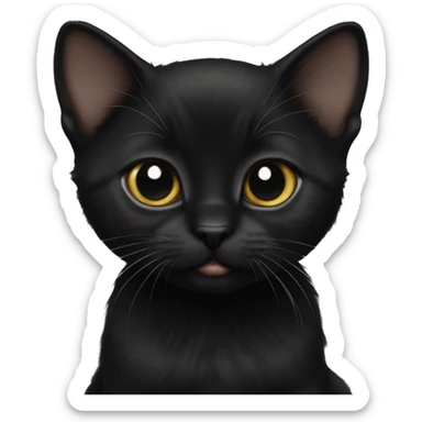 Black Bombay kitten sitting  sticker