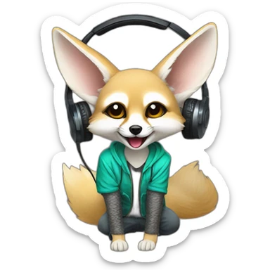 Fennec Fox as a DJ sticker