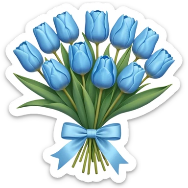 sky blue tulip bouquet with bow sticker