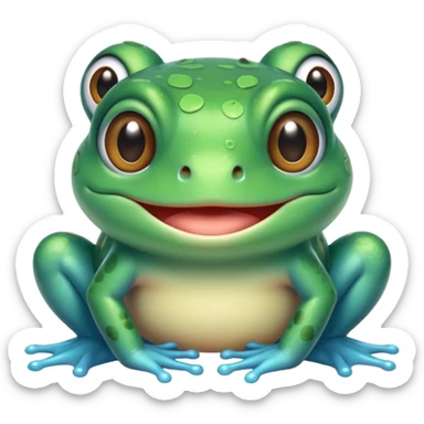 cyan cute frog kawaii eyes should be cuter sticker