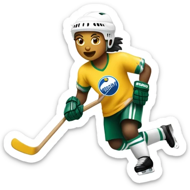 chica corriendo con el palo de hockey sobre csped sticker