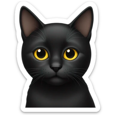 total black cat sticker