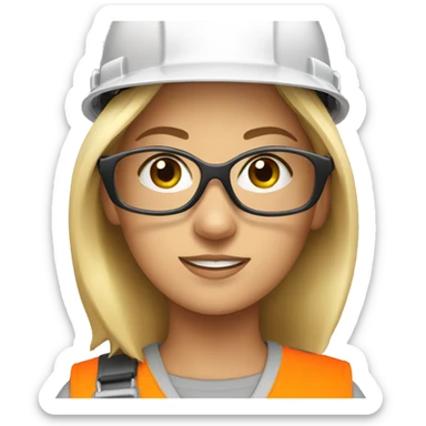 Safety girl construction with glasses sticker