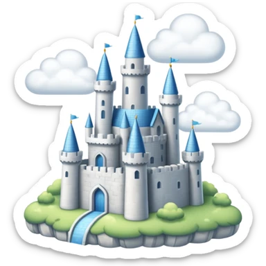 Cloud Castle – White castle resting on fluffy clouds sticker