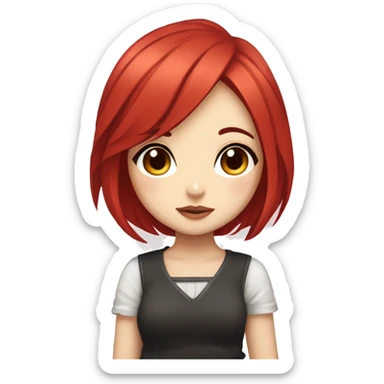 cute chibi anime girl with bob red hair and make up sticker