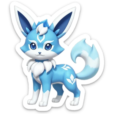 Glaceon-Dewott-Meowstic-Fakémon-hybrid-creature (full body)  sticker