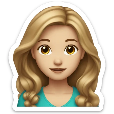 girl with long light brown hair, fair skin, blue-green eyes sticker