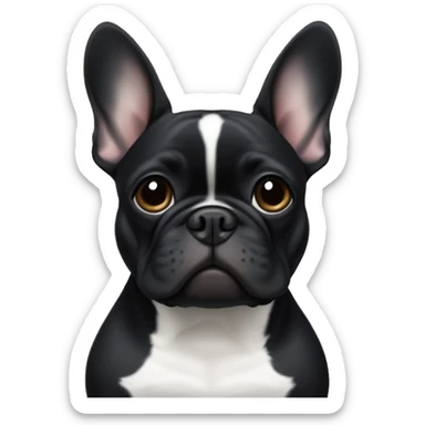 Black french bulldog with white cross on its neck sticker
