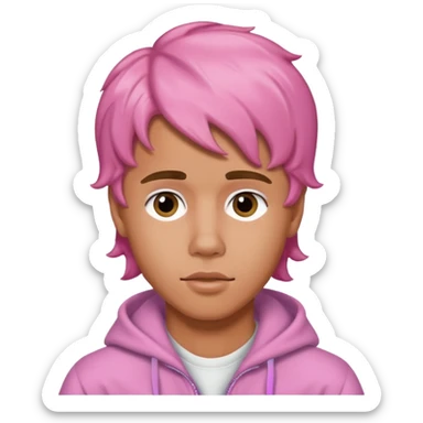 justin bieber with pink wavy hair sticker