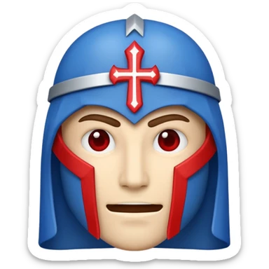 Make me an emoji to my school Holy cross davao college  representing this three colors ❤️💙🤍 make it like a crusader. sticker