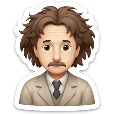 Einstein-like character with messy hair and a thoughtful expression sticker