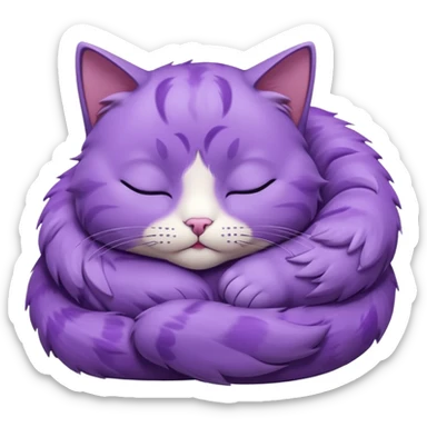 Un gato morado que este acurrucada con los ojos cerrados y que se vean sus patitas sticker