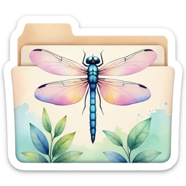 pastel file folder with dragonfly picture  sticker