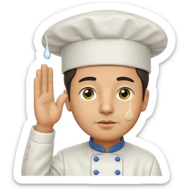 Chef saluting with one tear drop coming down his eye sticker